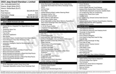 2022 Jeep Grand Cherokee L Limited Apple CarPlay & Google Android Auto