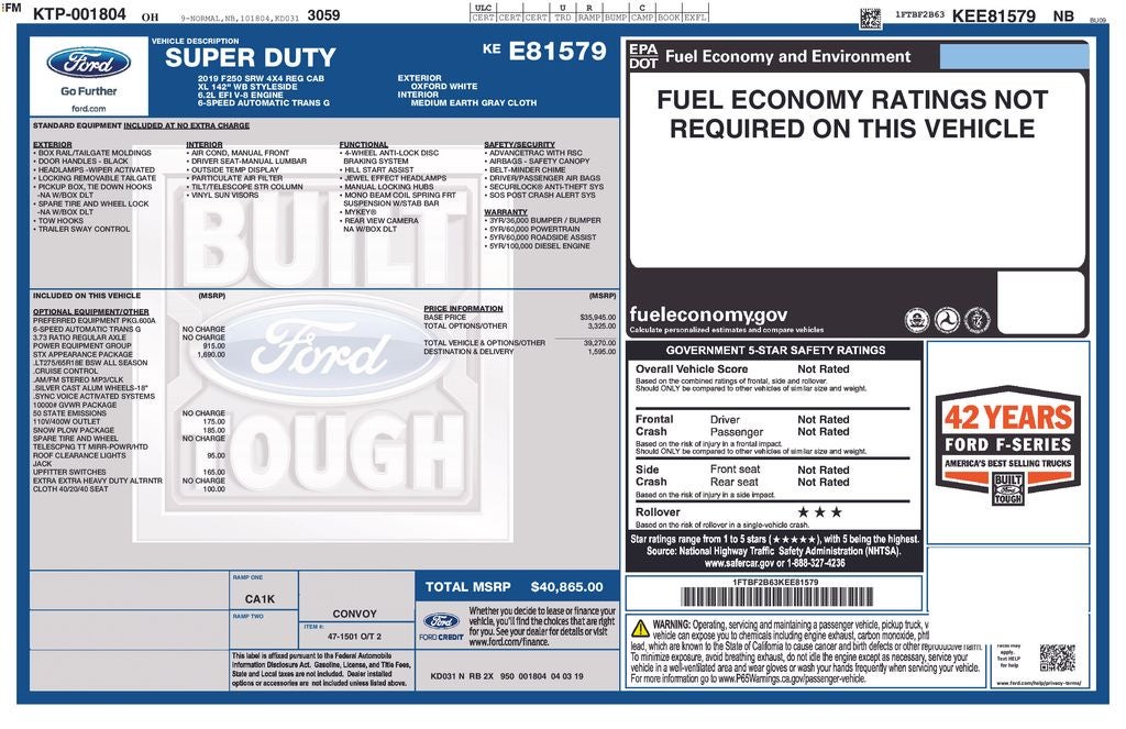 2019 Ford F-250SD XL STX Appearance Package