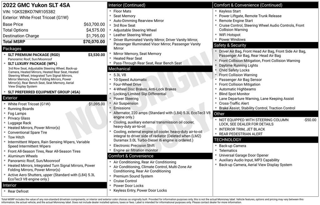 2022 GMC Yukon SLT Premium Package