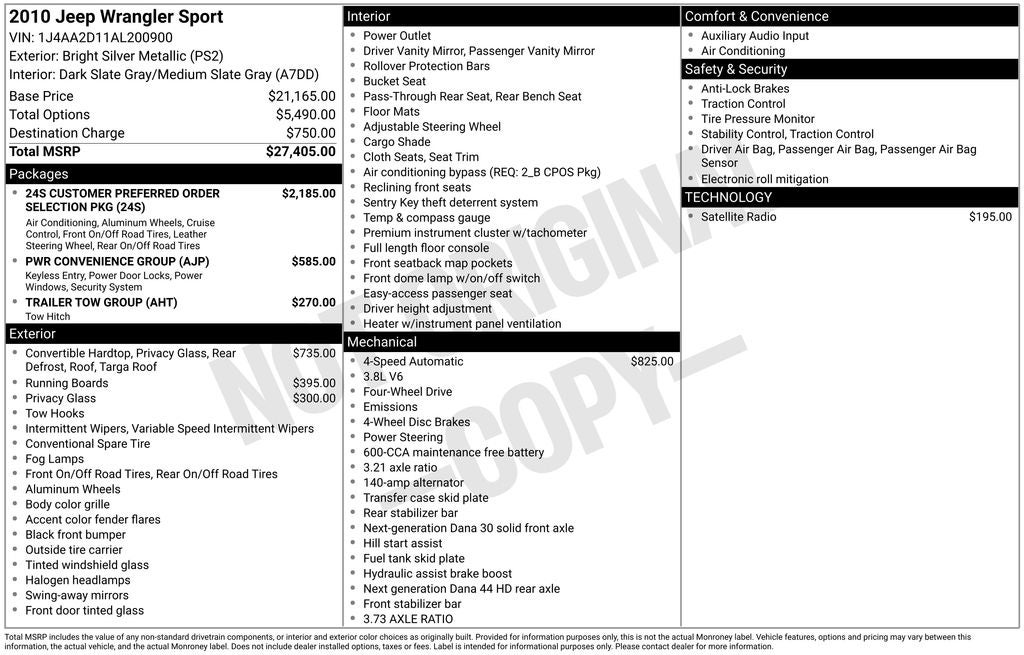2010 Jeep Wrangler Sport