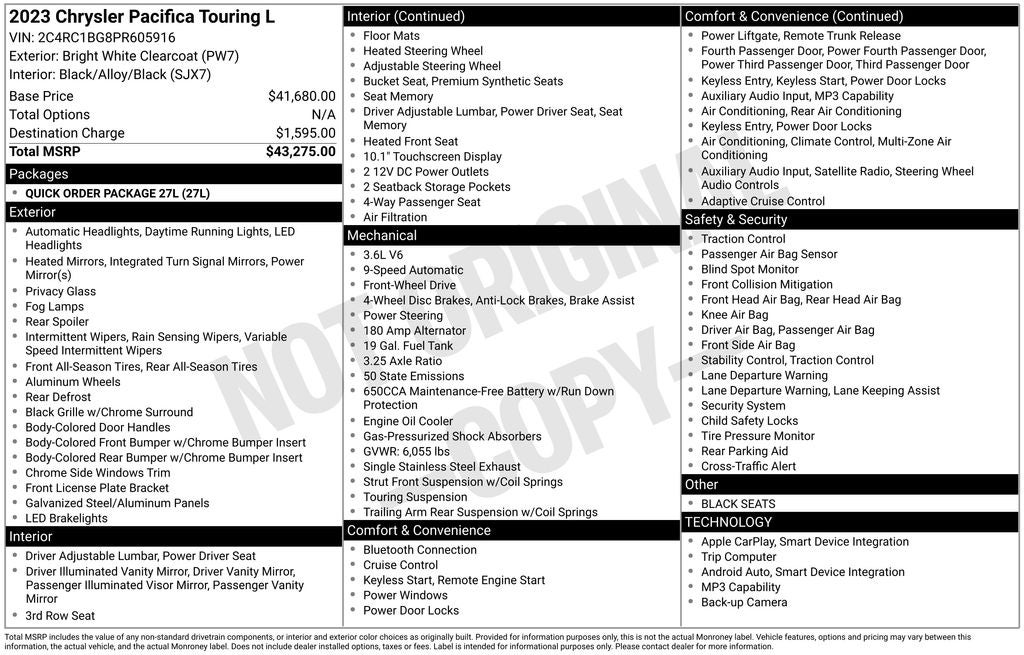 2023 Chrysler Pacifica Touring L Radio: Uconnect 5 w/10.1" Display