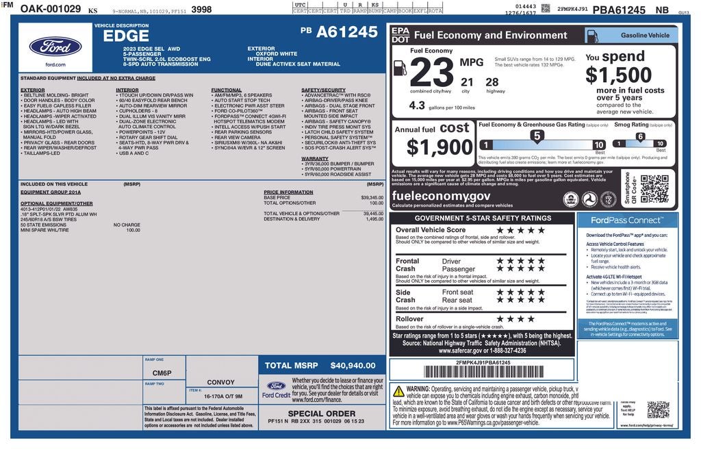 2023 Ford Edge SEL Alloy wheels