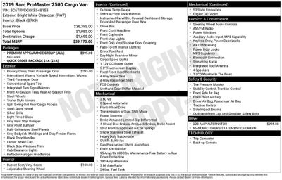 2019 RAM ProMaster 2500 High Roof