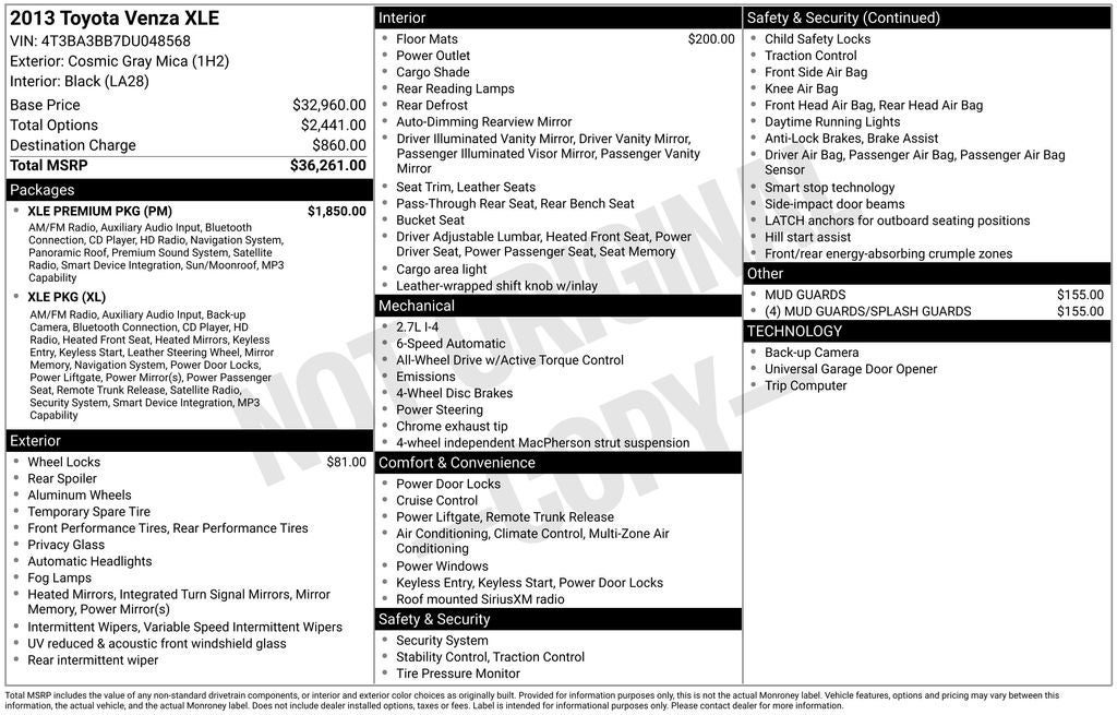 2013 Toyota Venza XLE Premium Package