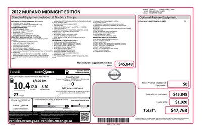 2022 Nissan Murano SL Navigation System & Dual Panel Panoramic Moonroof