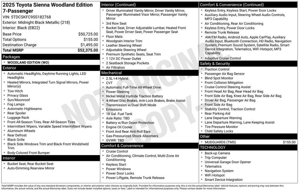 2025 Toyota Sienna Woodland Edition 7 Passenger