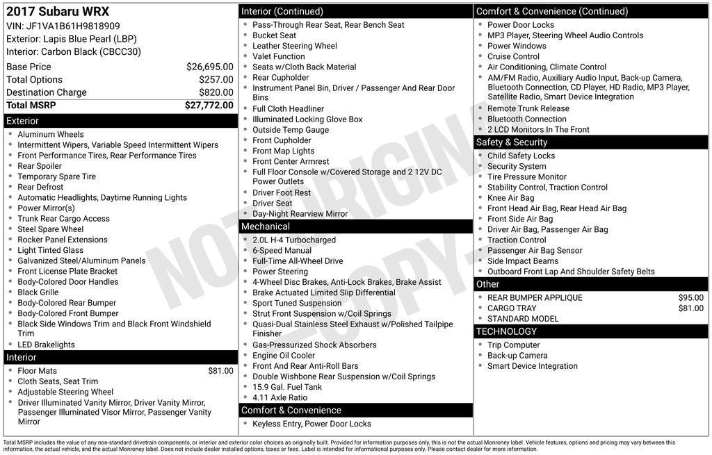 2017 Subaru WRX Base