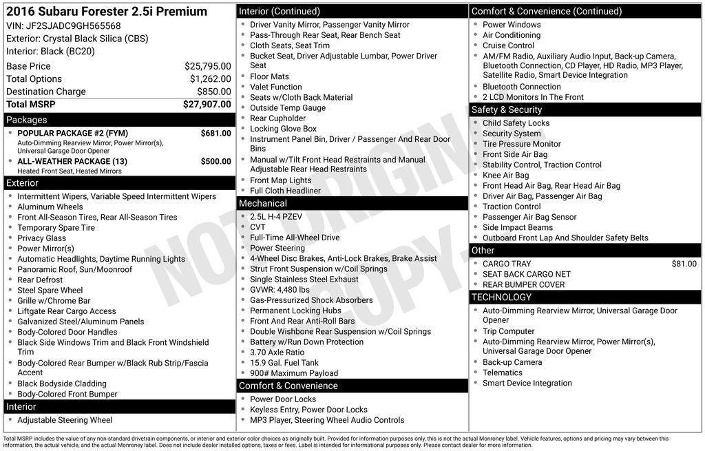 2016 Subaru Forester 2.5i Premium