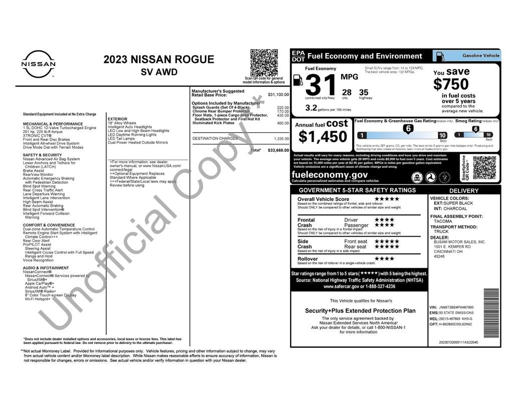 2023 Nissan Rogue SV Apple CarPlay & Android Auto