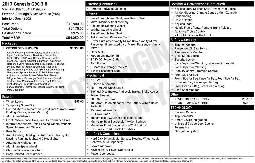 2017 Genesis G80 3.8