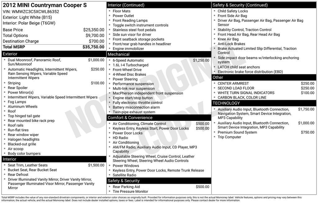 2012 MINI Cooper S Countryman Base
