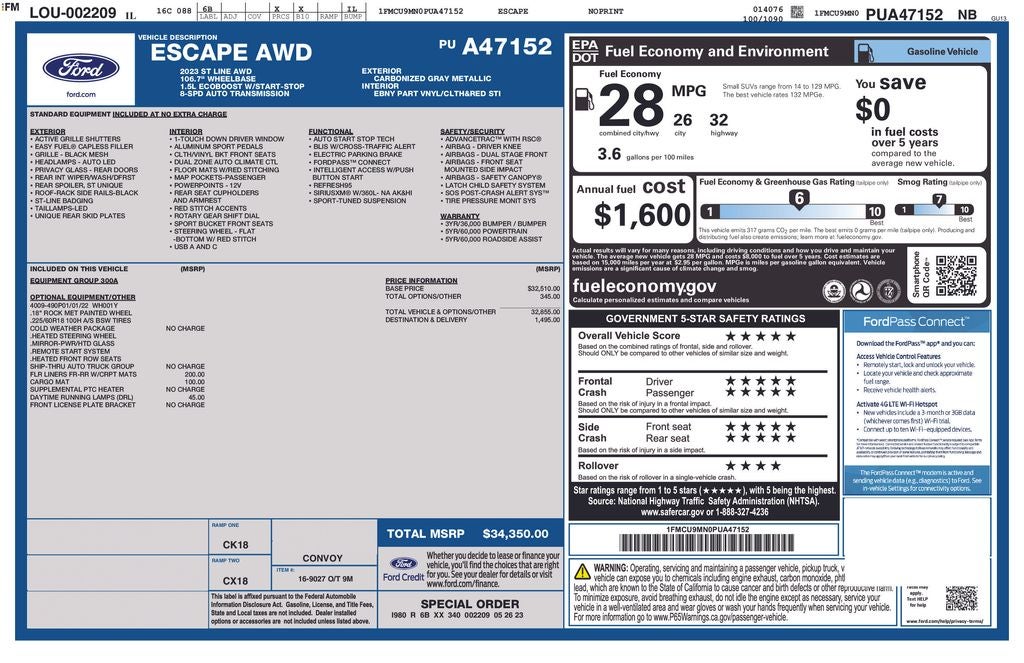 2023 Ford Escape ST-Line AWD Cold Weather Pkg Blis