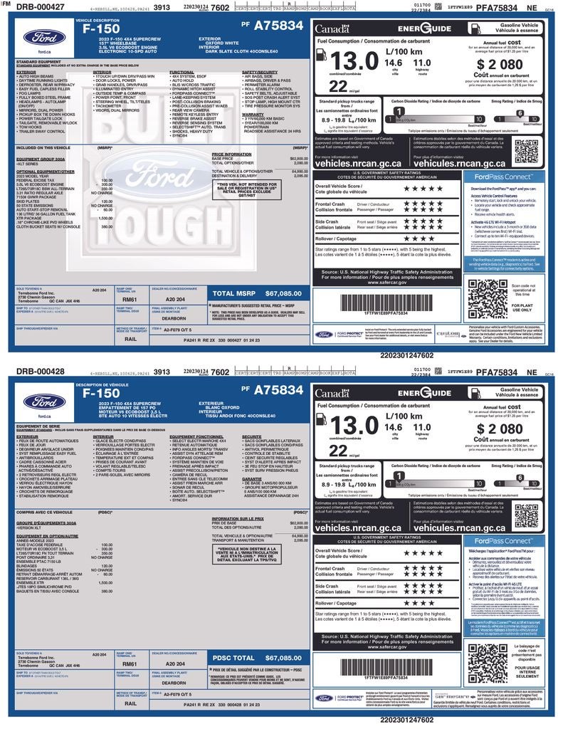 2023 Ford F-150 XLT Crew Cab 4x4 Chrome Pkg 3.5L Ecoboost Rear Camera