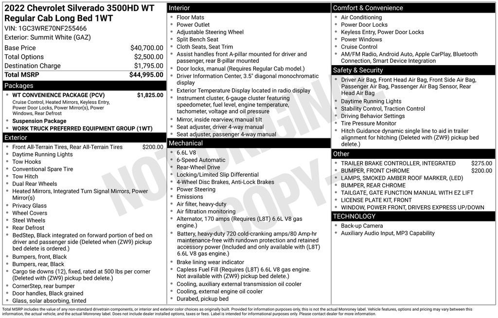 2022 Chevrolet Silverado 3500HD Work Truck DRW