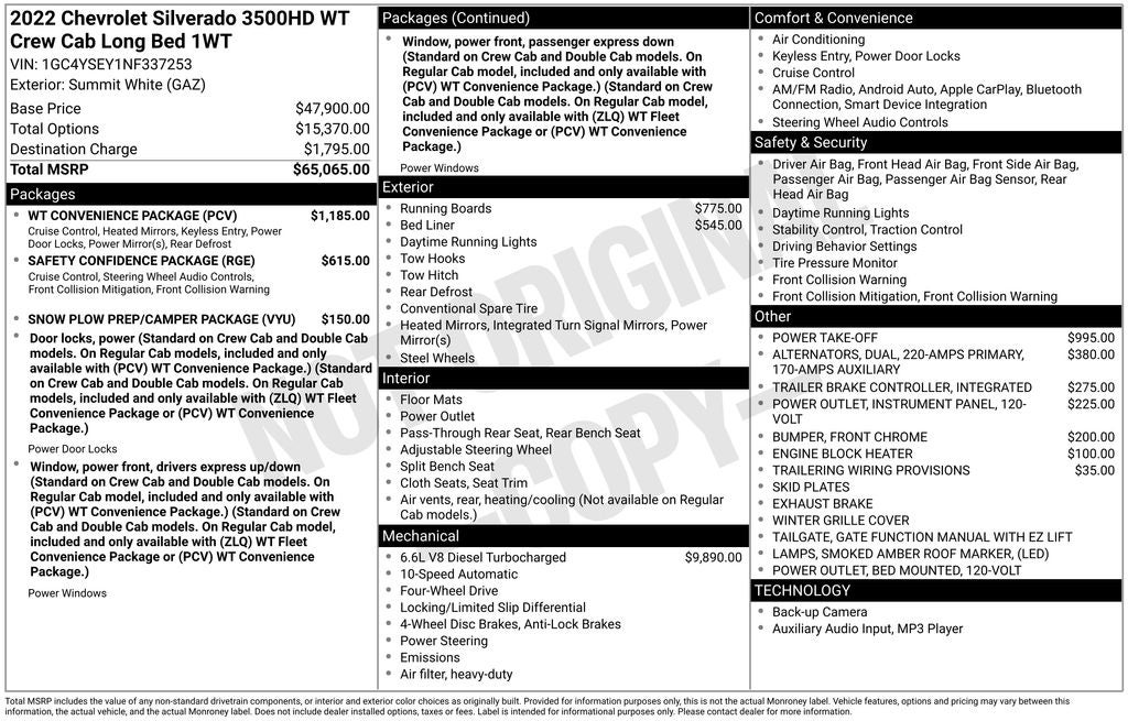 2022 Chevrolet Silverado 3500HD Work Truck DRW