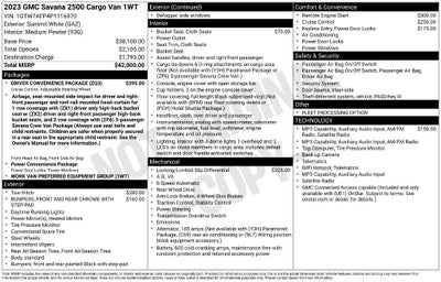 2023 GMC Savana 2500 Work Van Cargo Work Van Rear Camera