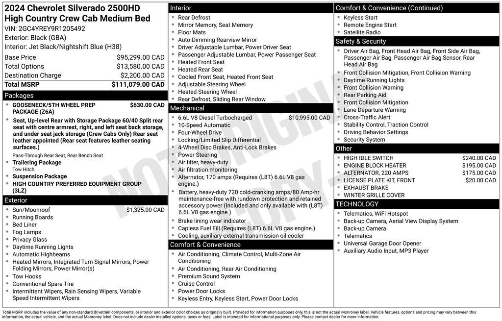 2024 Chevrolet Silverado 2500HD High Country CREW CAB DURAMAX DIESEL POWER MOONROOF LEATHER