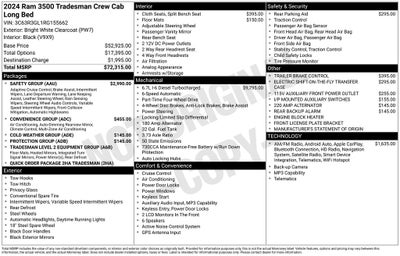 2024 RAM 3500 Tradesman CREW CAB 4X4 LONGBOX 6.7 L CUMMINGS TURBO DIESEL N