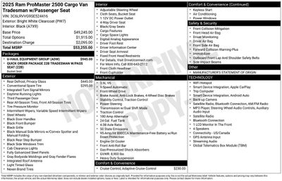 2025 RAM ProMaster 2500 Base Low Roof Cargo Van