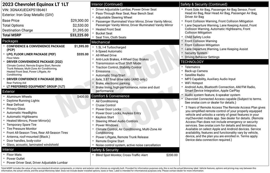 2023 Chevrolet Equinox LT AWD Rear Camera Power Seat