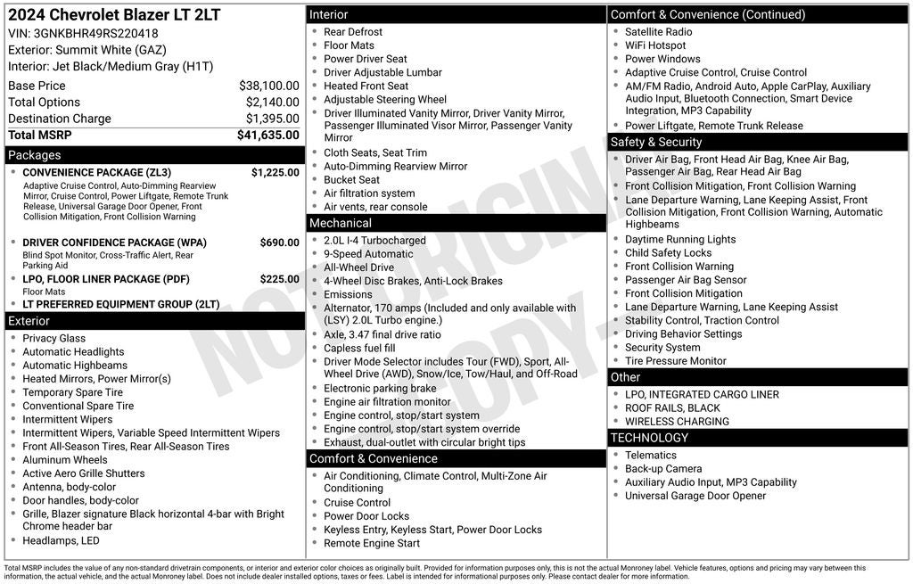 2024 Chevrolet Blazer LT 2LT AWD CONVIENIENCE AND CONFIDENT PKG