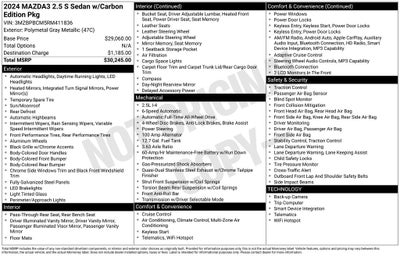 2024 Mazda Mazda3 2.5 S Carbon Edition AWD Moonroof Heated Red Leather Seats 18" Black Wh