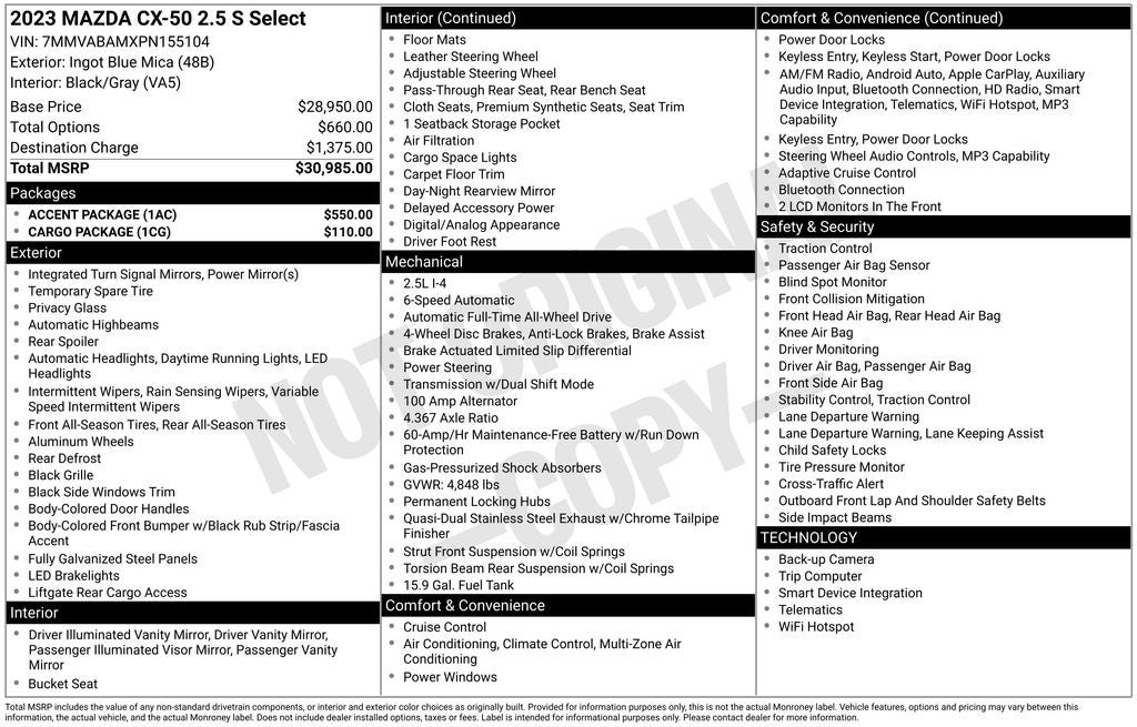 2023 Mazda Mazda CX-50 2.5 S Select Package