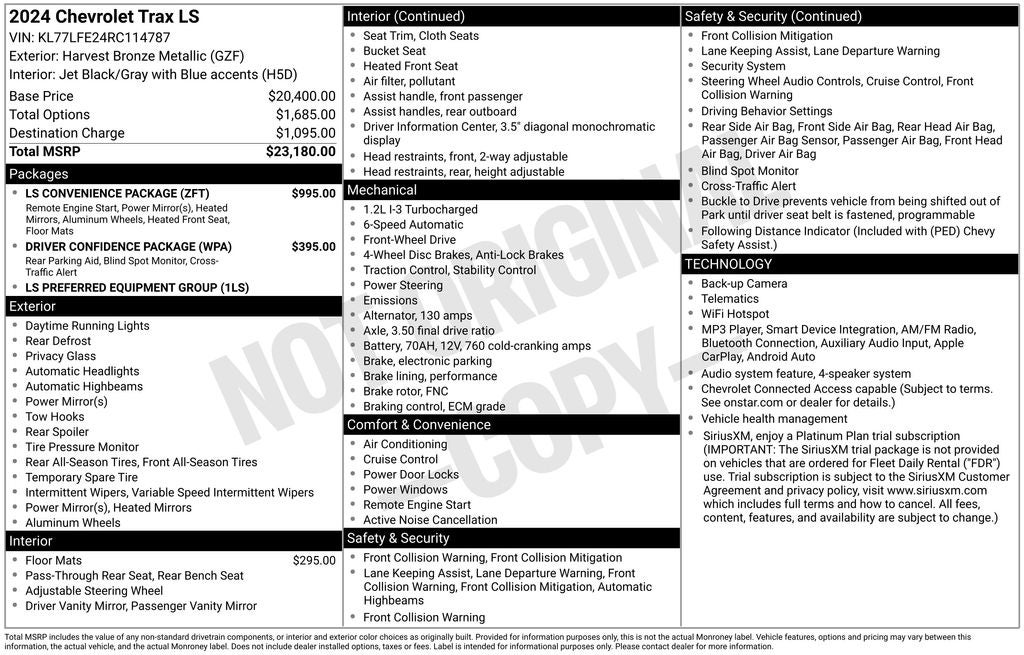 2024 Chevrolet Trax LS Rear Camera Heated Combo Seats