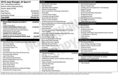 2018 Jeep Wrangler JK Sport S 4x4