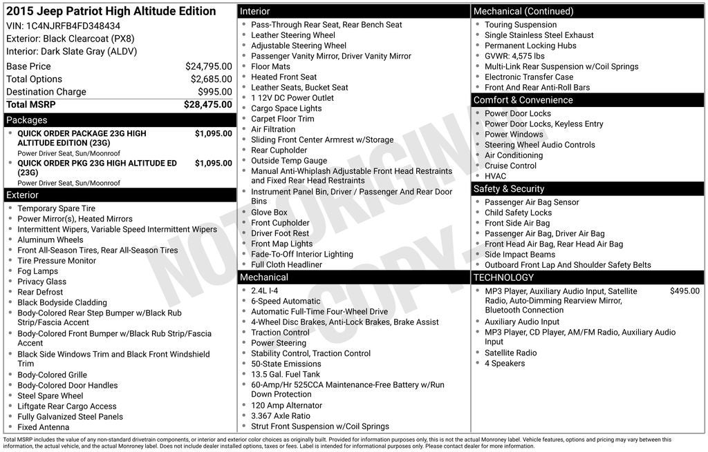 2015 Jeep Patriot High Altitude Edition
