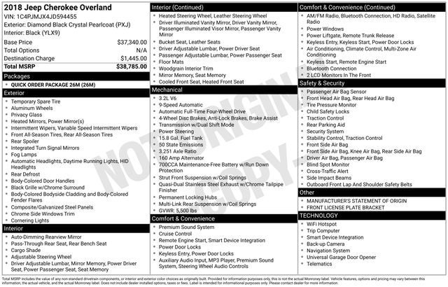 2018 Jeep Cherokee Overland 4x4