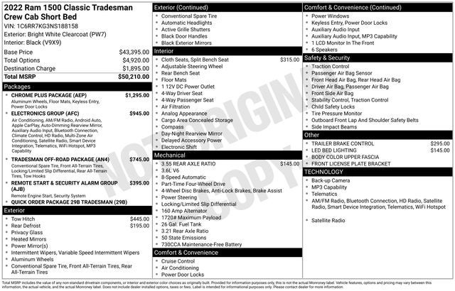 2022 RAM 1500 Classic Tradesman Crew Cab 4x4 5'7' Box
