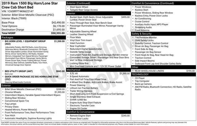 2019 RAM 1500 Big Horn/Lone Star Crew Cab 4x4 5'7' Box