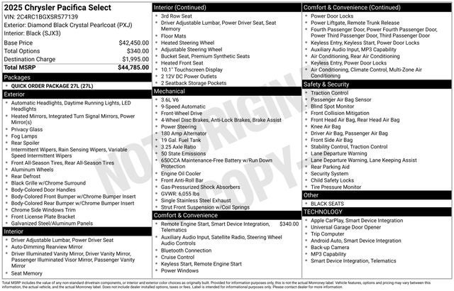 2025 Chrysler Pacifica Select