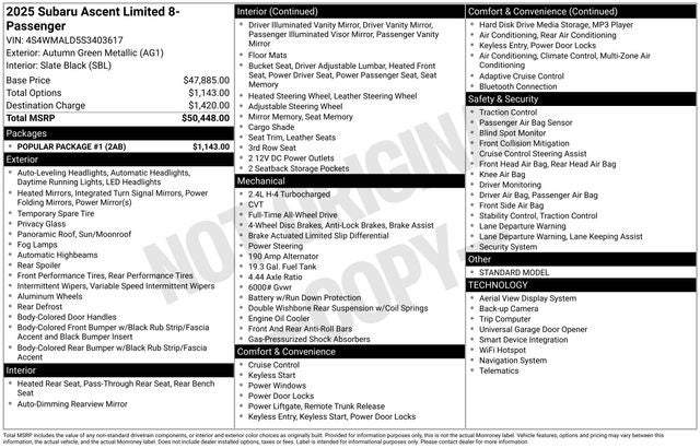 2025 Subaru Ascent Limited 8-Passenger